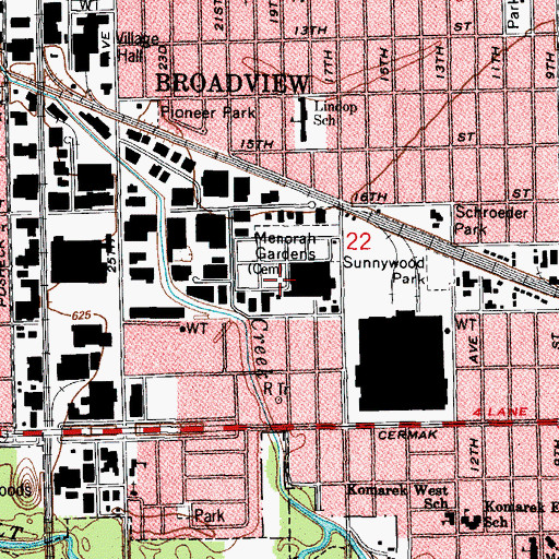 Topographic Map of Menorah Cemetery, IL