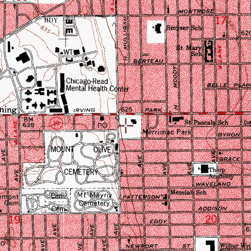Topographic Map of Merrimac Park, IL