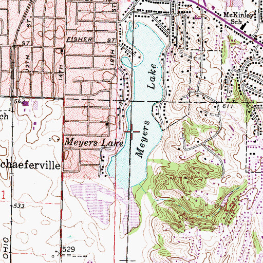 Topographic Map of Meyers Lake, IL