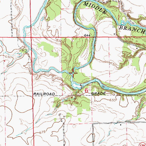 Topographic Map of Middle Branch North Fork Vermilion River, IL