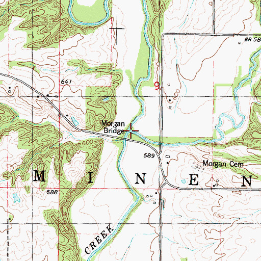 Topographic Map of Middle Fork Sugar Creek, IL