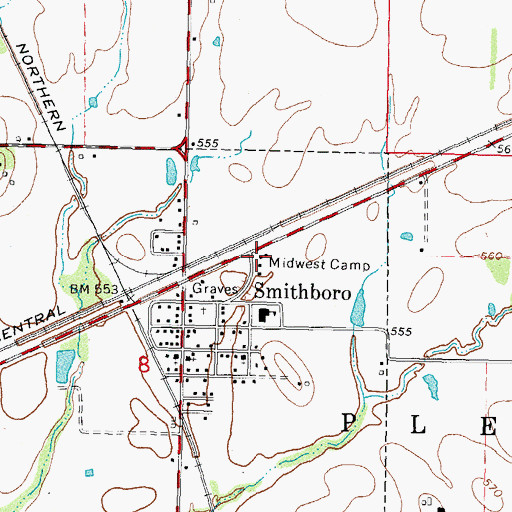 Topographic Map of Midwest Camp, IL