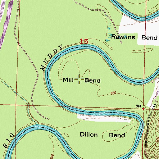 Topographic Map of Mill Bend, IL
