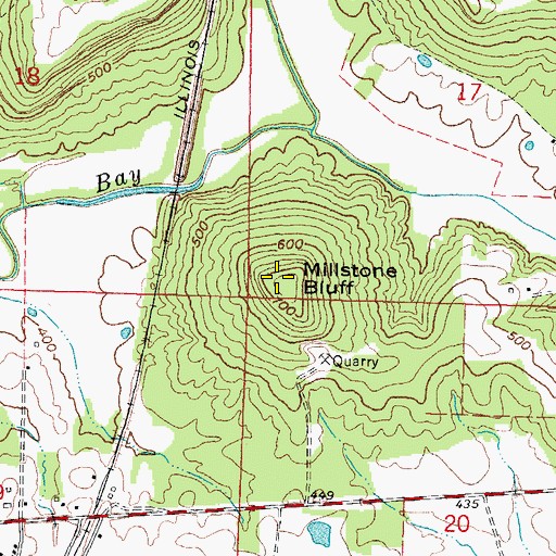 Topographic Map of Millstone Bluff, IL