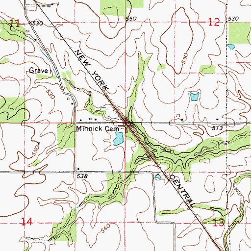 Topographic Map of Minnick Cemetery, IL