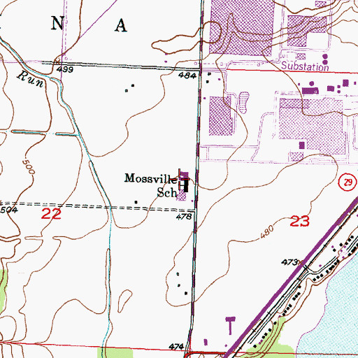 Topographic Map of Mossville Elementary School, IL