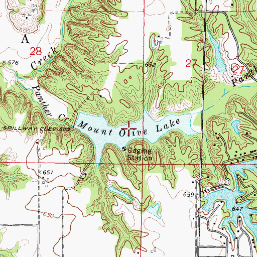 Topographic Map of Mount Olive Lake, IL