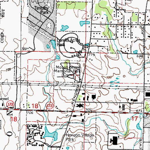 Topographic Map of Mount Oliver Memorial Park, IL