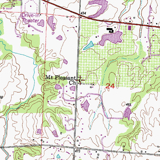 Topographic Map of Mount Pleasant Church, IL