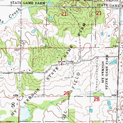 Topographic Map of Mount Vernon State Game Farm, IL