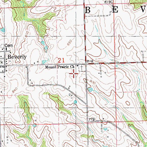 Topographic Map of Mound Prairie Church, IL