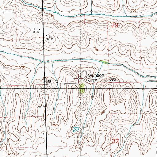 Topographic Map of Munson Cemetery, IL