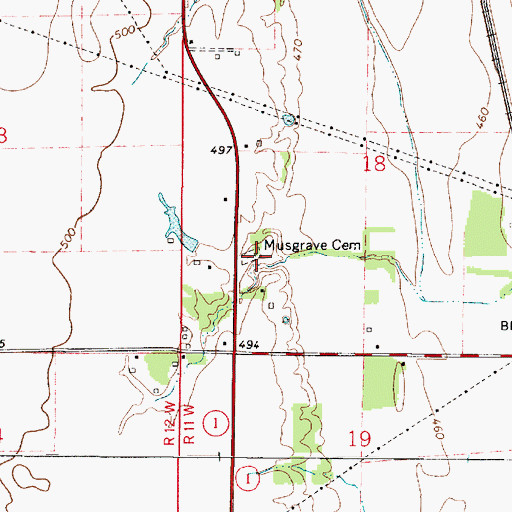Topographic Map of Musgrave Cemetery, IL