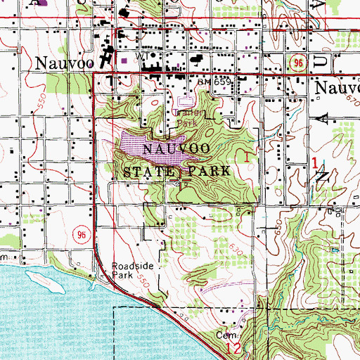 Topographic Map of Nauvoo State Park, IL