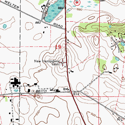 Topographic Map of New Hampshire Cemetery, IL