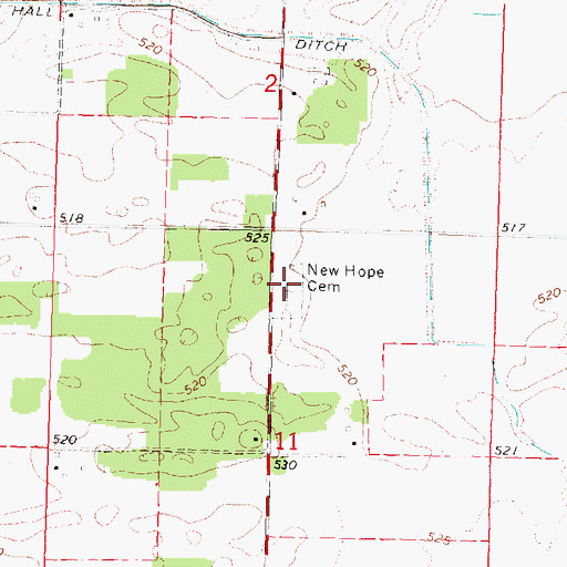 Topographic Map of New Hope Cemetery, IL