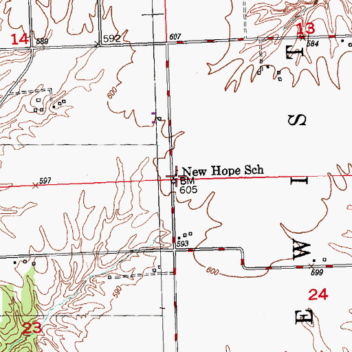 Topographic Map of New Hope School (historical), IL
