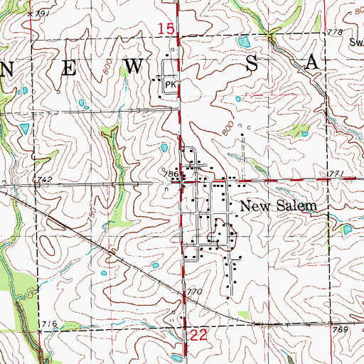 Topographic Map of New Salem, IL