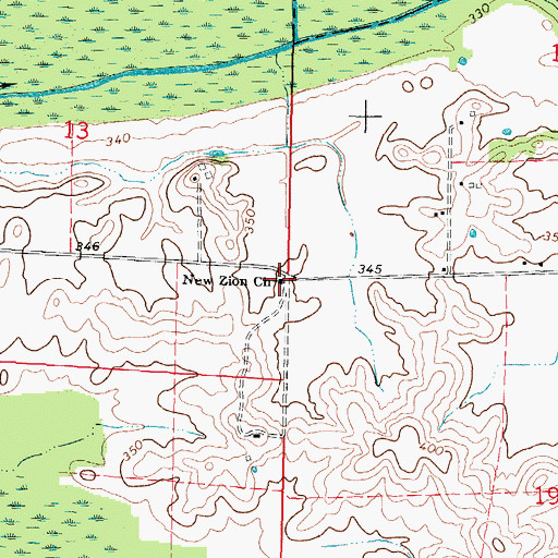Topographic Map of New Zion Church, IL