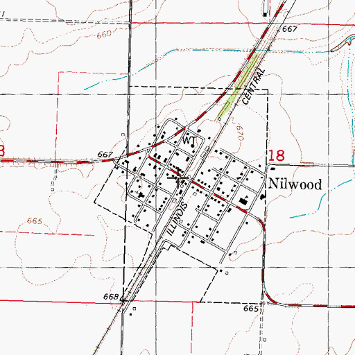 Topographic Map of Nilwood, IL