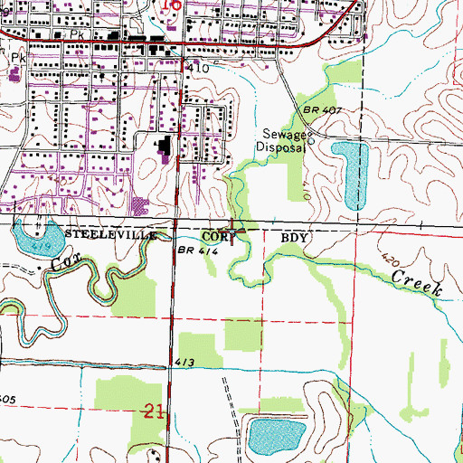 Topographic Map of North Fork Cox Creek, IL