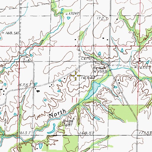 Topographic Map of North Fork School (historical), IL