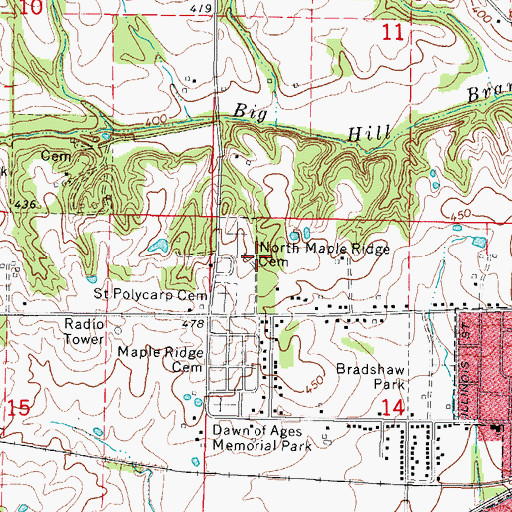 Topographic Map of North Maple Ridge Cemetery, IL