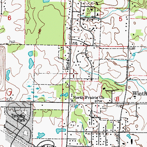 Topographic Map of North Prairie School, IL