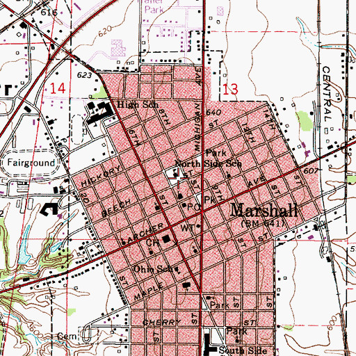 Topographic Map of North Side School, IL