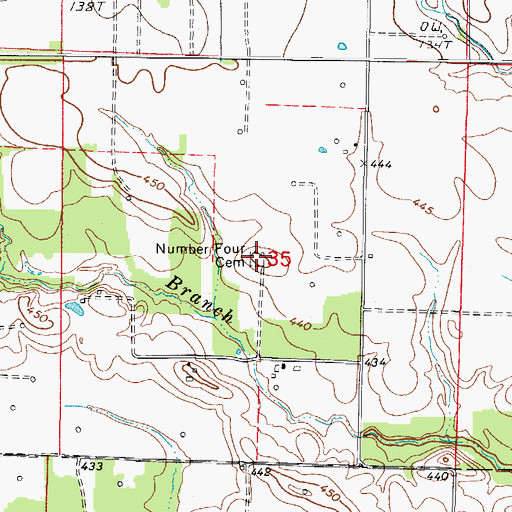 Topographic Map of Number Four Cemetery, IL