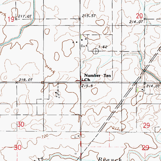Topographic Map of Number Ten Church, IL
