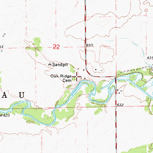 Topographic Map of Oak Ridge Cemetery, IL