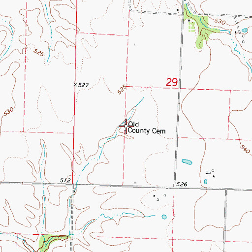 Topographic Map of Old County Cemetery, IL