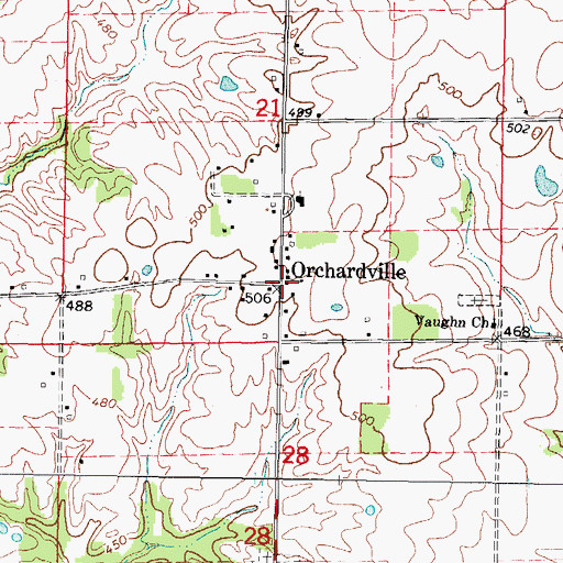 Topographic Map of Orchardville, IL