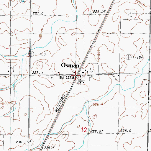 Topographic Map of Osman, IL