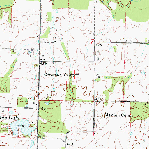 Topographic Map of Otterson Cemetery, IL