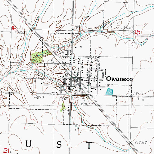 Topographic Map of Owaneco, IL