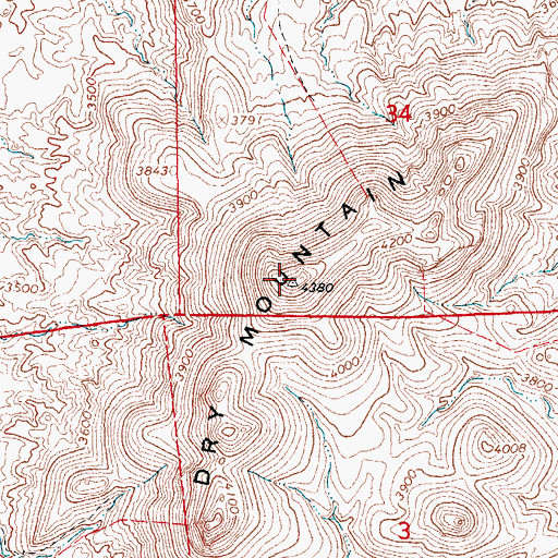 Topographic Map of Dry Mountain, AZ