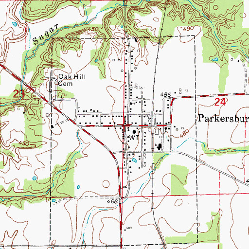 Topographic Map of Parkersburg, IL