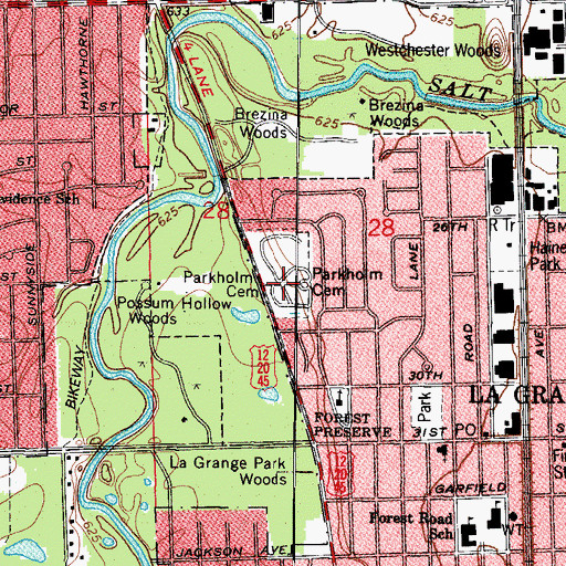 Topographic Map of Parkholm Cemetery, IL