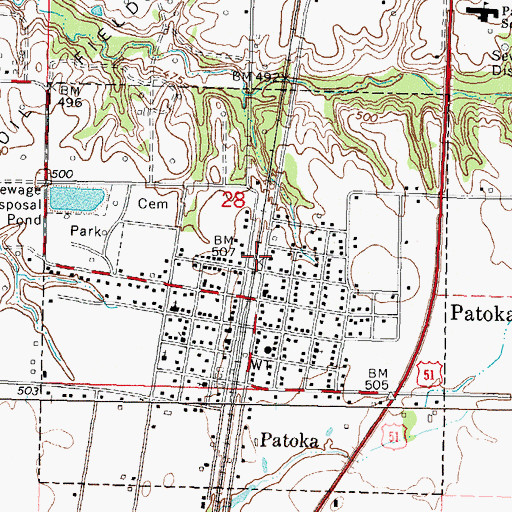 Topographic Map of Patoka, IL
