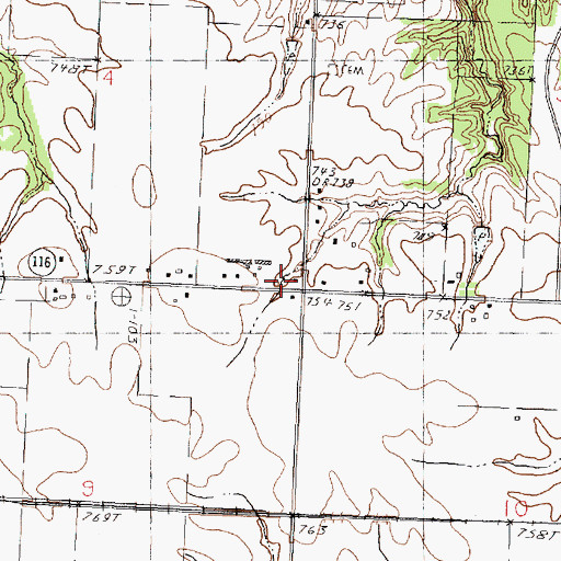 Topographic Map of Pea Ridge School (historical), IL