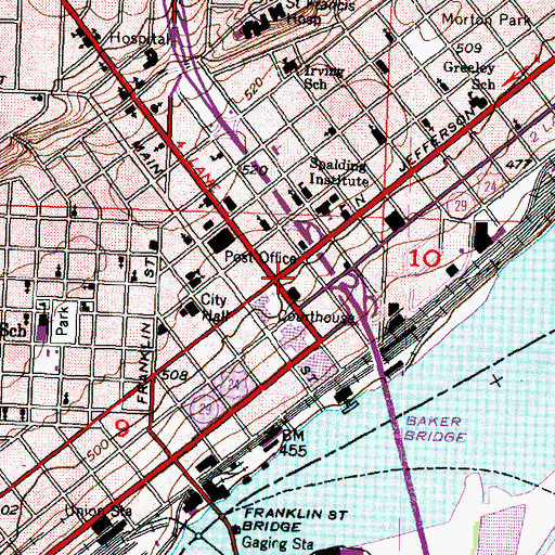 Topographic Map of Peoria, IL