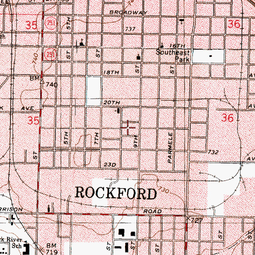 Topographic Map of Peterson School, IL