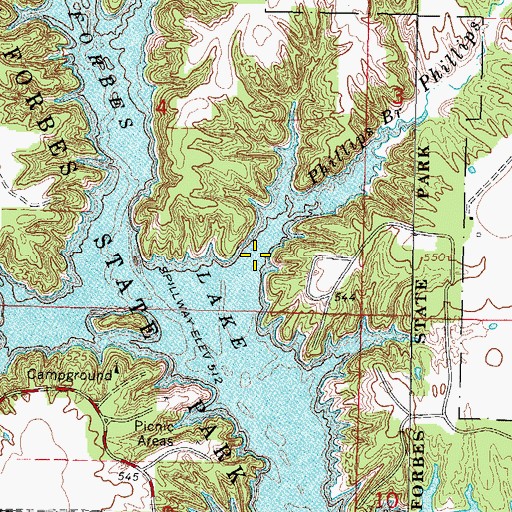 Topographic Map of Phillips Branch, IL