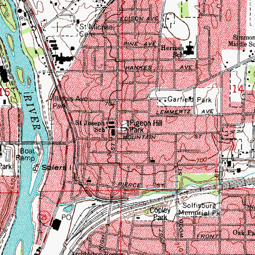Topographic Map of Pigeon Hill Park, IL
