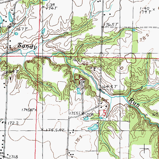 Topographic Map of Pilcher Cemetery, IL