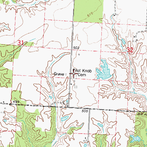 Topographic Map of Pilot Knob Cemetery, IL