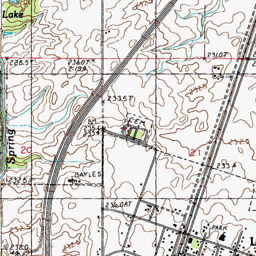 Topographic Map of Pine Ridge Cemetery, IL