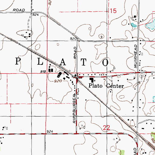 Topographic Map of Plato Center, IL